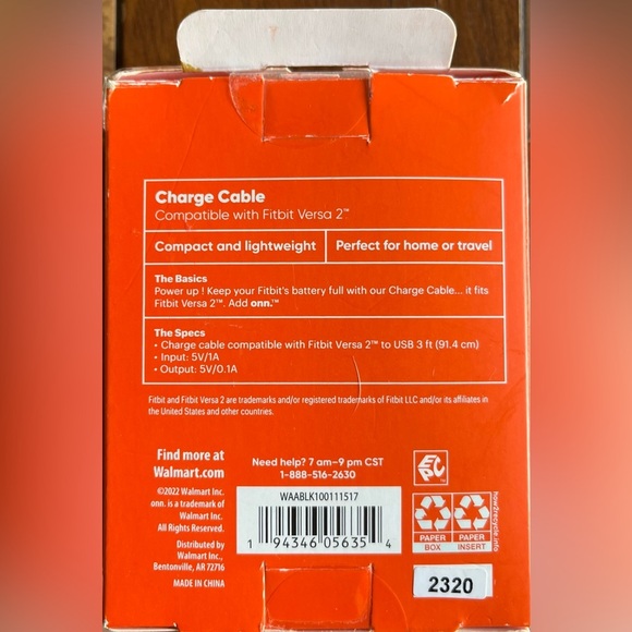 Charge Cable add onn Compatible with Fitbit Versa 2 3'. - Picture 2 of 5